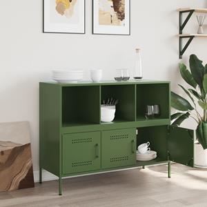 vidaXL Dressoir 100,5x39x79 cm koudgewalst staal olijfgroen