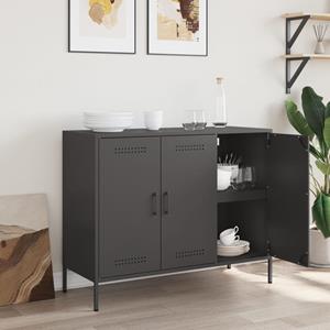 vidaXL Dressoir 100,5x39x79 cm koudgewalst staal zwart