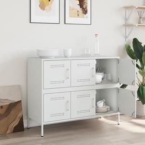 vidaXL Dressoir 100,5x39x79 cm koudgewalst staal wit