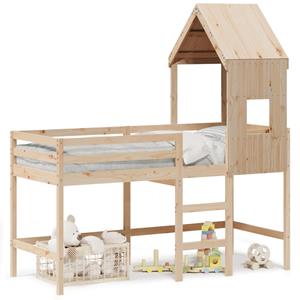 VidaXL Halfhoogslaper met ladder en bedhuis grenenhout 80x200 cm