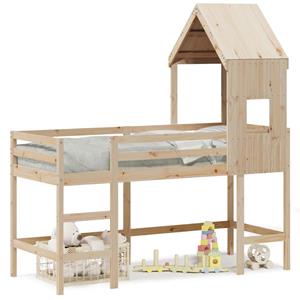 VidaXL Halfhoogslaper met ladder en bedhuis grenenhout 80x200 cm
