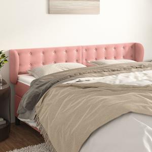 VidaXL Hoofdbord met randen 203x23x78/88 cm fluweel roze