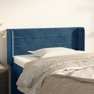 VidaXL Hoofdbord met randen 103x16x78/88 cm fluweel donkerblauw