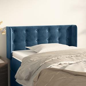 VidaXL Hoofdbord met randen 103x16x78/88 cm fluweel donkerblauw