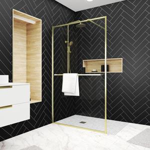 Aurlane  Inloopdouche Edge 120 X 200cm - Goud Profiel - 6 Mm Helder Glas