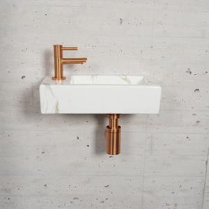 Wiesbaden Fonteinset Carrara Marmerlook  Color Brons Koper (kraangat links)