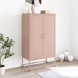 vidaXL Hoge kast 68,5x38,5x123,5 cm staal roze