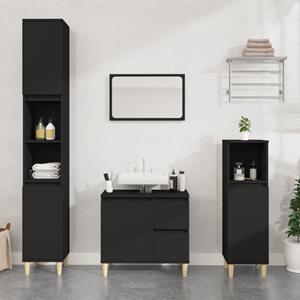 VidaXL Badkamerkast 30x30x190 cm bewerkt hout zwart