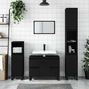 VidaXL Badkamerkast 30x30x100 cm bewerkt hout zwart