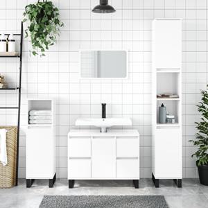 VidaXL Badkamerkast 30x30x100 cm bewerkt hout hoogglans wit