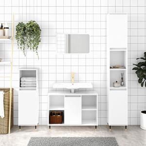 VidaXL Badkamerkast 80x33x60 cm bewerkt hout hoogglans wit