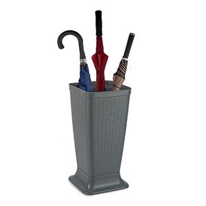 PlasticForte Paraplubak/parapluhouder - grijs - rotan gevlochten kunststof - D26 x H52 cm - verhoogde voet -