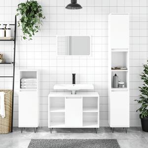 VidaXL Badkamerkast 80x33x60 cm bewerkt hout hoogglans wit