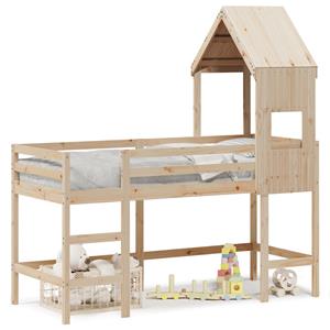 VidaXL Halfhoogslaper met ladder en bedhuis grenenhout 90x190 cm
