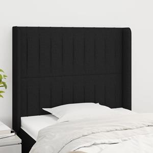 VidaXL Hoofdbord met randen 93x16x118/128 cm stof zwart