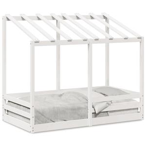 VidaXL Kinderbed met bedhuis 70x140 cm massief grenenhout wit