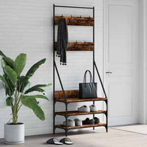 VidaXL Kledingrek met schoenenrek 72x34x184 cm gerookt eikenkleurig
