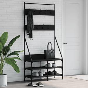 VidaXL Kledingrek met schoenenrek 90x34x184 cm zwart