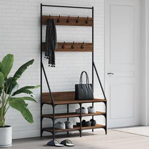 VidaXL Kledingrek met schoenenrek 90x34x184 cm bruin eikenkleur