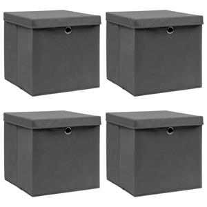 VidaXL Opbergboxen met deksel 4 st 32x32x32 cm stof grijs