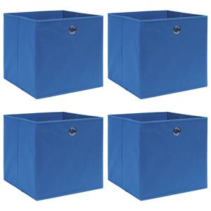VidaXL Opbergboxen 4 st 32x32x32 cm stof blauw
