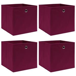 VidaXL Opbergboxen 4 st 32x32x32 cm stof donkerrood