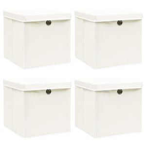 VidaXL Opbergboxen met deksel 4 st 32x32x32 cm stof wit