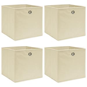VidaXL Opbergboxen 4 st 32x32x32 cm stof crèmekleurig