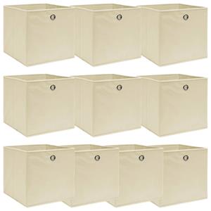 VidaXL Opbergboxen 10 st 32x32x32 cm stof crèmekleurig