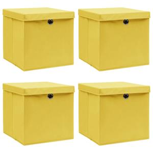 VidaXL Opbergboxen met deksel 4 st 32x32x32 cm stof geel