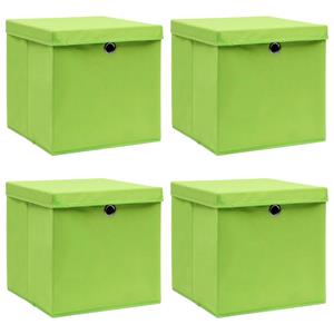 VidaXL Opbergboxen met deksel 4 st 32x32x32 cm stof groen