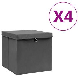 VidaXL Opbergboxen met deksel 4 st 28x28x28 cm zwart
