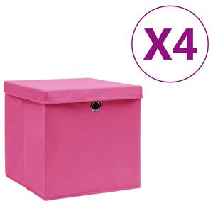 VidaXL Opbergboxen met deksel 4 st 28x28x28 cm roze