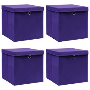 VidaXL Opbergboxen met deksel 4 st 28x28x28 cm paars