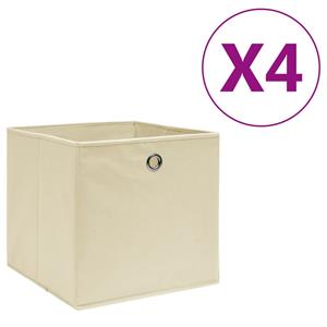 VidaXL Opbergboxen 4 st 28x28x28 cm nonwoven stof crèmekleurig