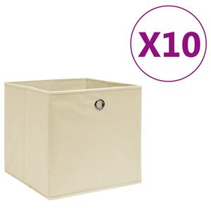 VidaXL Opbergboxen 10 st 28x28x28 cm nonwoven stof crèmekleurig