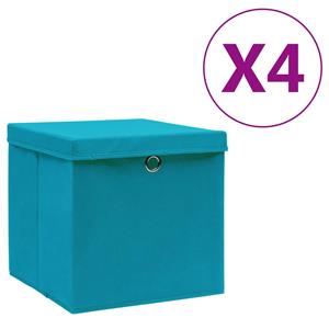 VidaXL Opbergboxen met deksel 4 st 28x28x28 cm babyblauw