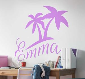 Tenstickers Muurstickers kinderkamer palmboom naamsticker