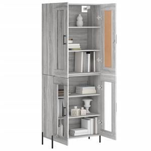 vidaXL Hoge kast 69,5x34x180 cm bewerkt hout grijs sonoma eikenkleurig