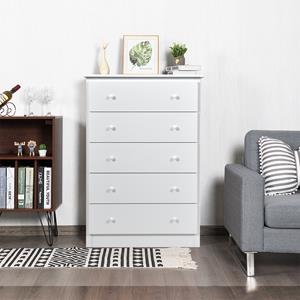 Costway 5-Lade Ladekast Opbergkast met Outen Frame Opbergkast voor Slaapkamer Woonkamer en Kinderkamer 80 x 40 x 115cm
