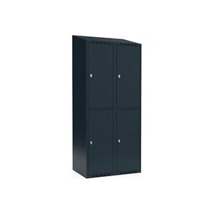 Garderobekast Fydor, 2 vakken, grijs, b = 800 mm, 2 compartimenten, schuine bovenkant, hangslot