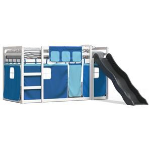 VidaXL Stapelbed met glijbaan en gordijnen blauw 90x190 cm