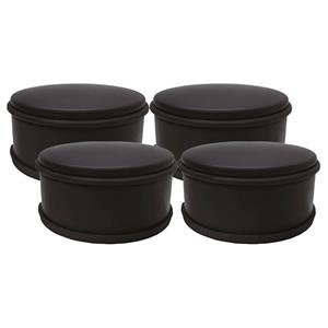Benson Deurstopper voor binnendeuren - 4x - zwart - rond - 1,2 kg - 12 x 6 cm - met rubberen rand -
