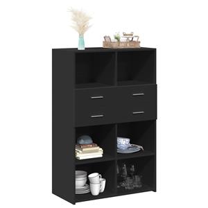 vidaXL Hoge kast 80x42,5x124 cm bewerkt hout zwart