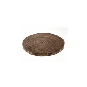 HBX Natural Living Kaarsenbord/decoratie dienblad - houten boomschijf donker - D26 x H3 cm - rond - tafeldecoratie scha -