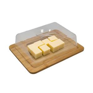 Excellent Houseware Kaas serveerplankje met stolp - bamboe hout - kaasstolp - 26 x 21 cm - kaasplankje -