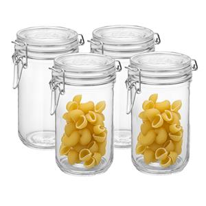 Bormioli Rocco Voorraad/weck pot - 4x - glas - transparant - 17 x 9 cm - 750 ml -  -