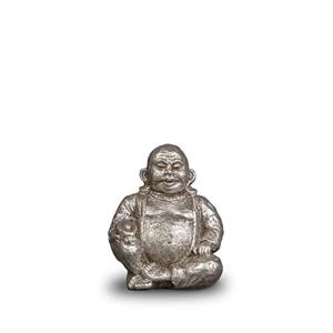 Mini Dikbuik Boeddha Asbeeld Zilverkleurig Keramiek (0.1 liter)