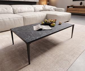 DELIFE Couchtisch Levente 110x60 cm Keramik LaminamNero Greco Anthrazit Gestell Metall Schwarz