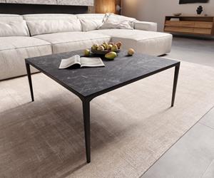 DELIFE Couchtisch Levente 85x85 cm Keramik LaminamNero Greco Anthrazit Gestell Metall Schwarz